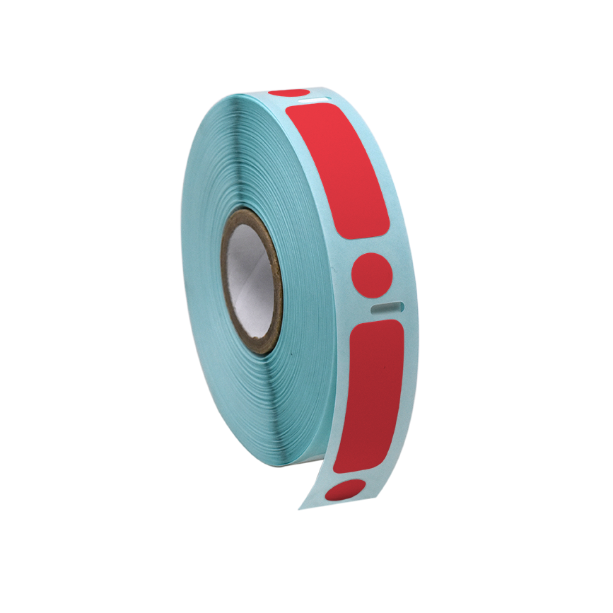 Globe Scientific Label/Dot Combo Roll, Cryo, Direct Thermal, 38x13mm & 9.5mm, Dot for 2.0mL Tubes, Red Image